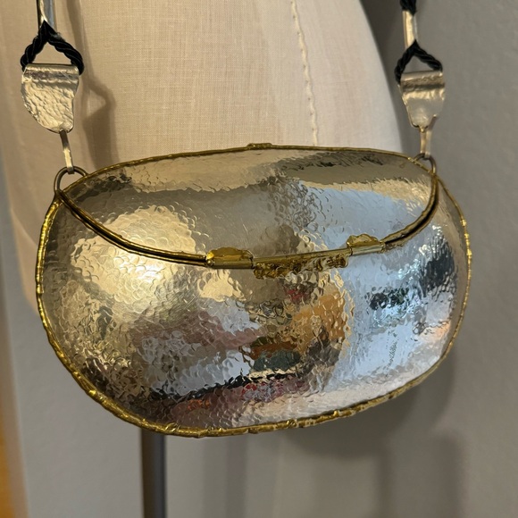 Vintage Luciano Style Mixed Metal Handbag with Rope Straps - Picture 2 of 13